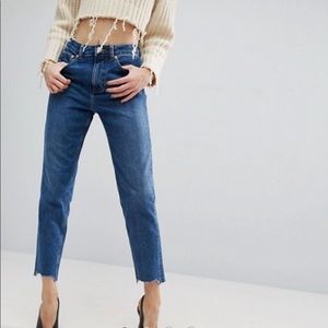 ASOS mom jeans high rise jagged hem